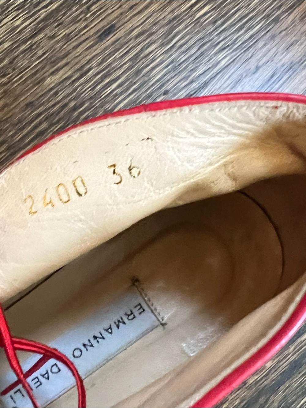 Ermanno Daelli Red Suede Lace-Up Pointed Flats • 36 - Picture 7 of 7